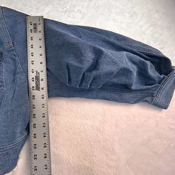 Ade Samuel For I.N.C. Womens Cropped Denim Jacket XL Blue Fringe Raw Hem Pockets - Picture 10 of 10